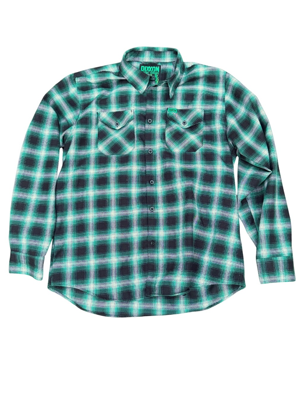 DIXXON Teal and Black Plaid Men's Button-Down Shirt
